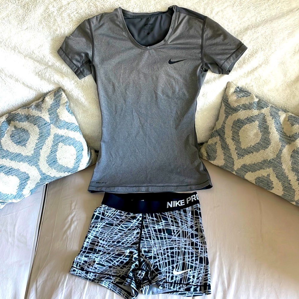 Nike Dri-fit top & Nike Pro dri-fit workout shorts bundle